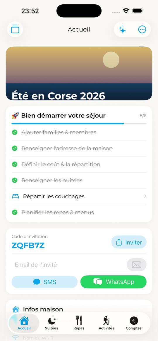 Majordino sur iPhone — accueil du séjour